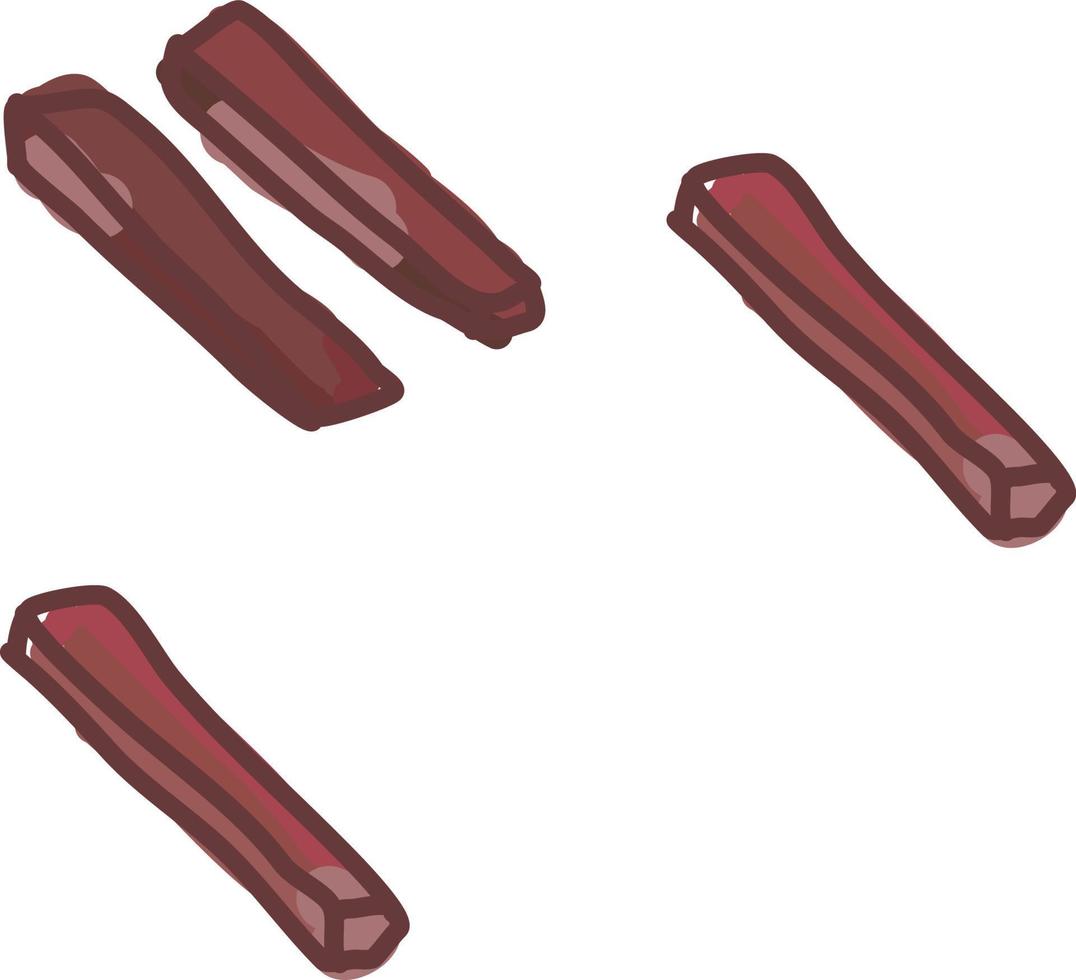 Strips meat, illustration, vector on white background.