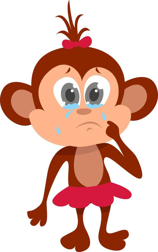 pequeño mono triste , ilustración, vector sobre fondo blanco
