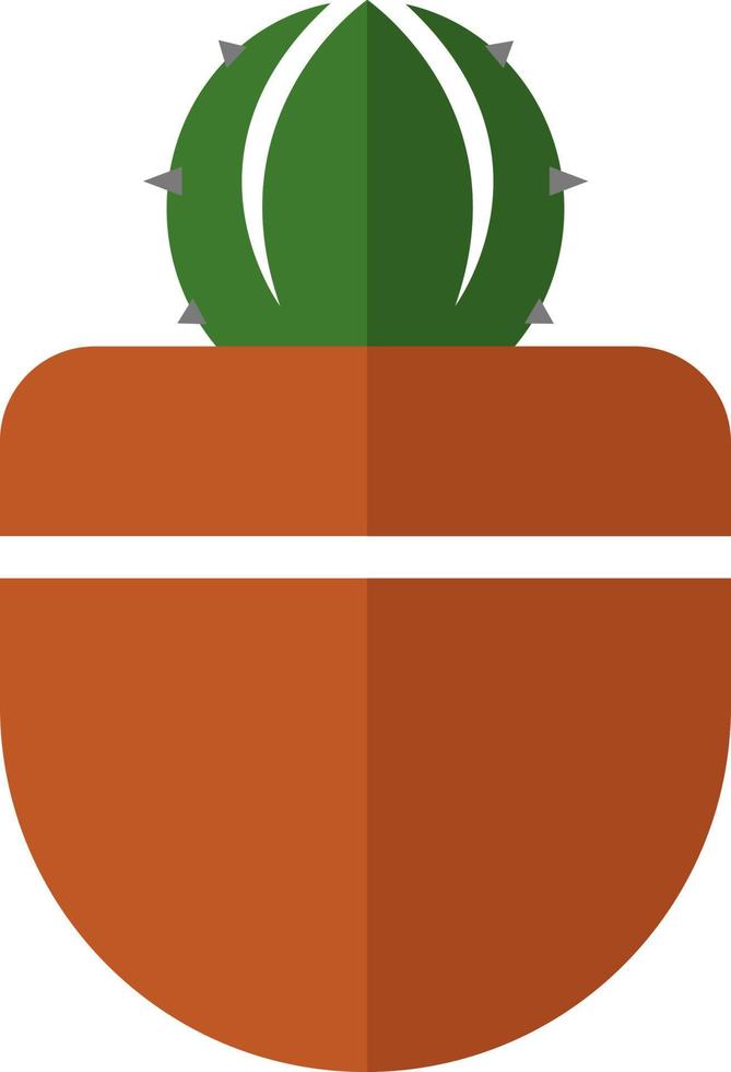Baby cactus in an orange pot, illustration, vector on white background.