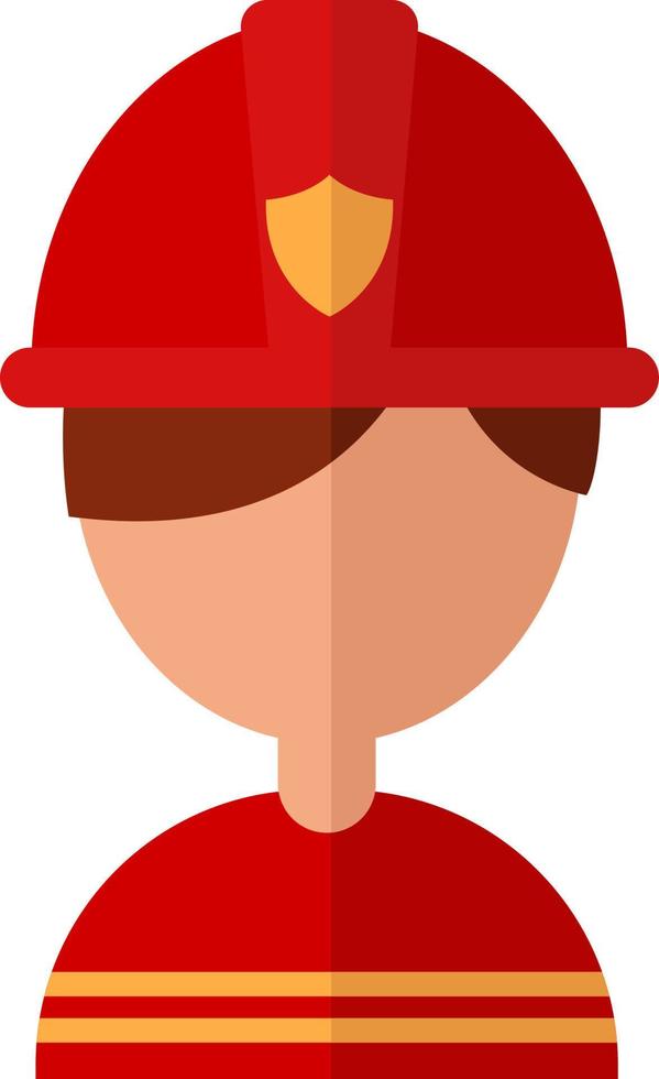 Firefighter in his uniform, illustration, vector on white background.