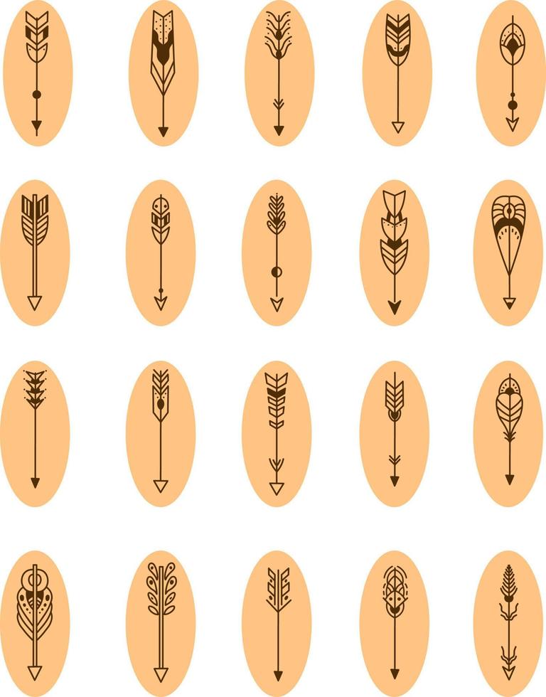 Indian arrow icon pack, illustration, vector on a white background.