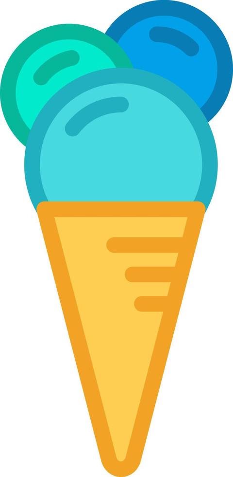 Three scoops of blue ice cream, illustration, vector on a white background.