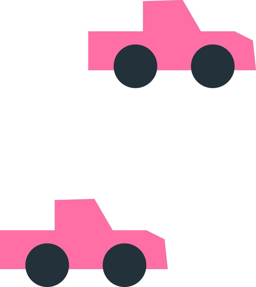 Two pink cars, illustration, vector on a white background.