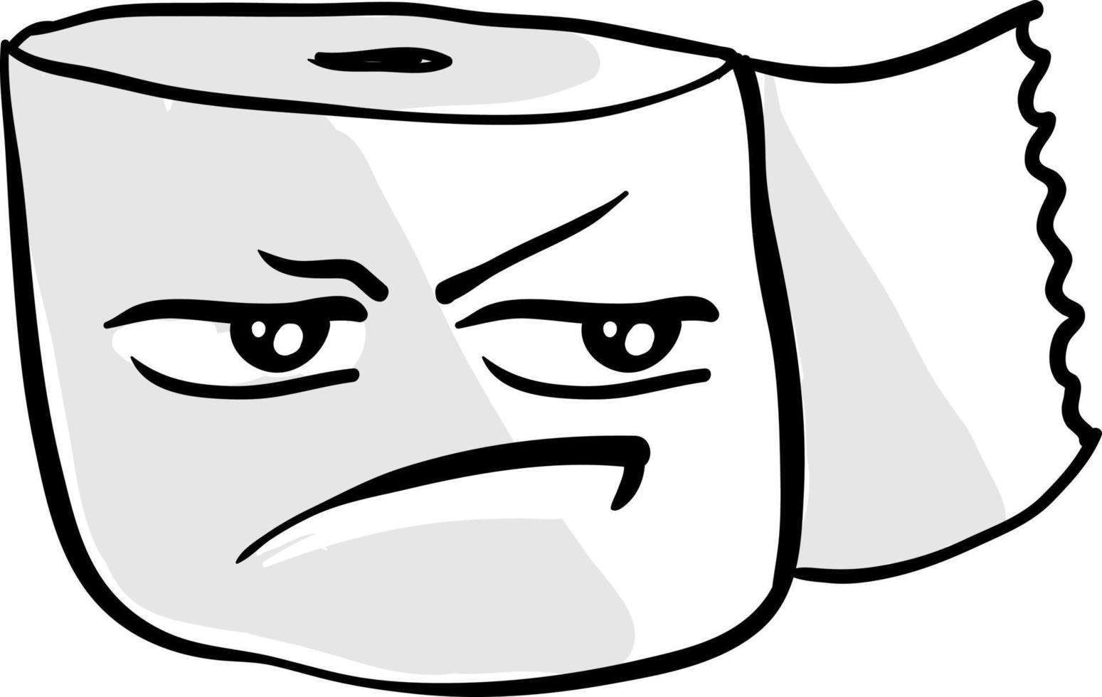 Angry toilet paper, illustration, vector on white background.