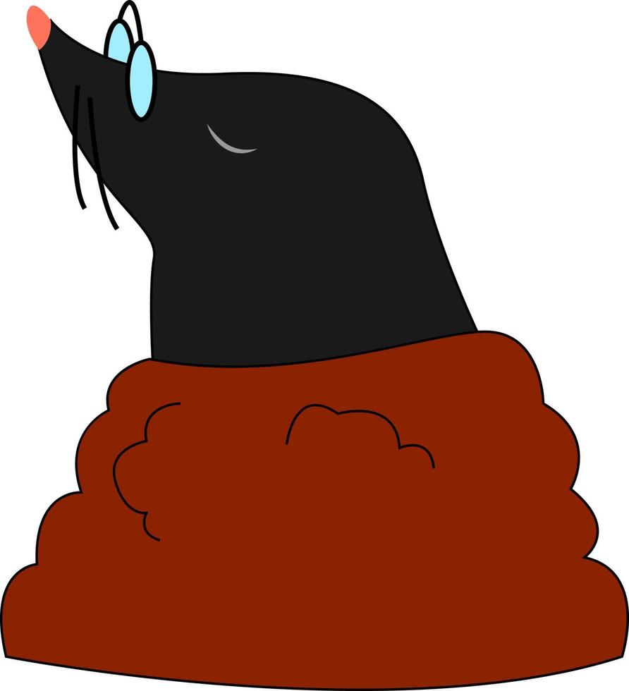 Mole with glasses, illustration, vector on white background.
