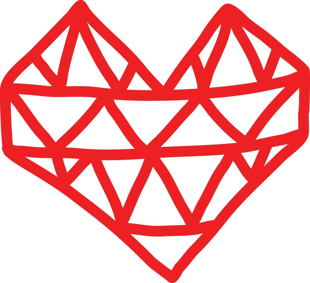 Diamond red heart, illustration, vector on a white background