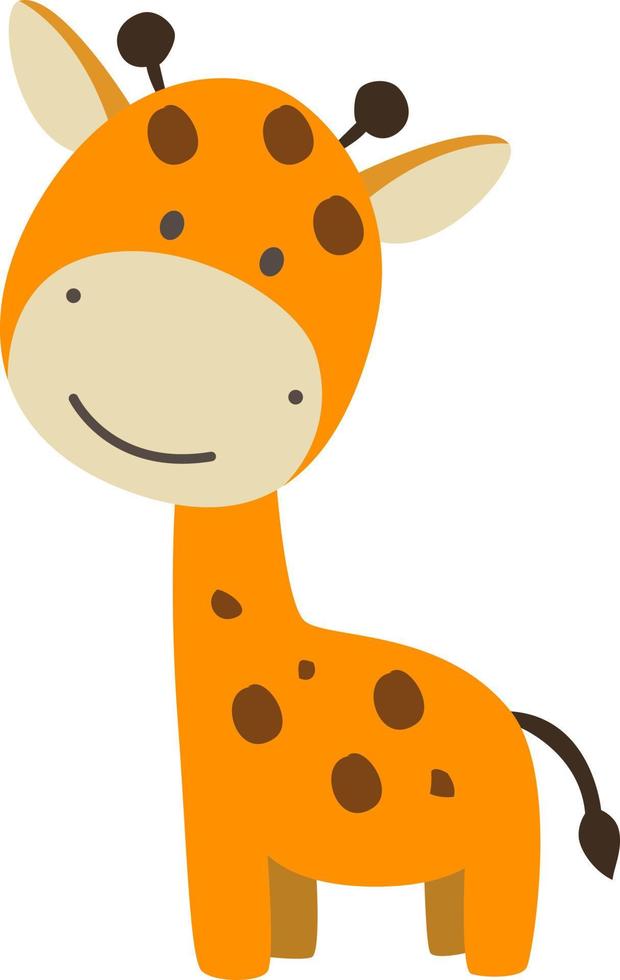 Cute baby giraffe, illustration, vector on white background.