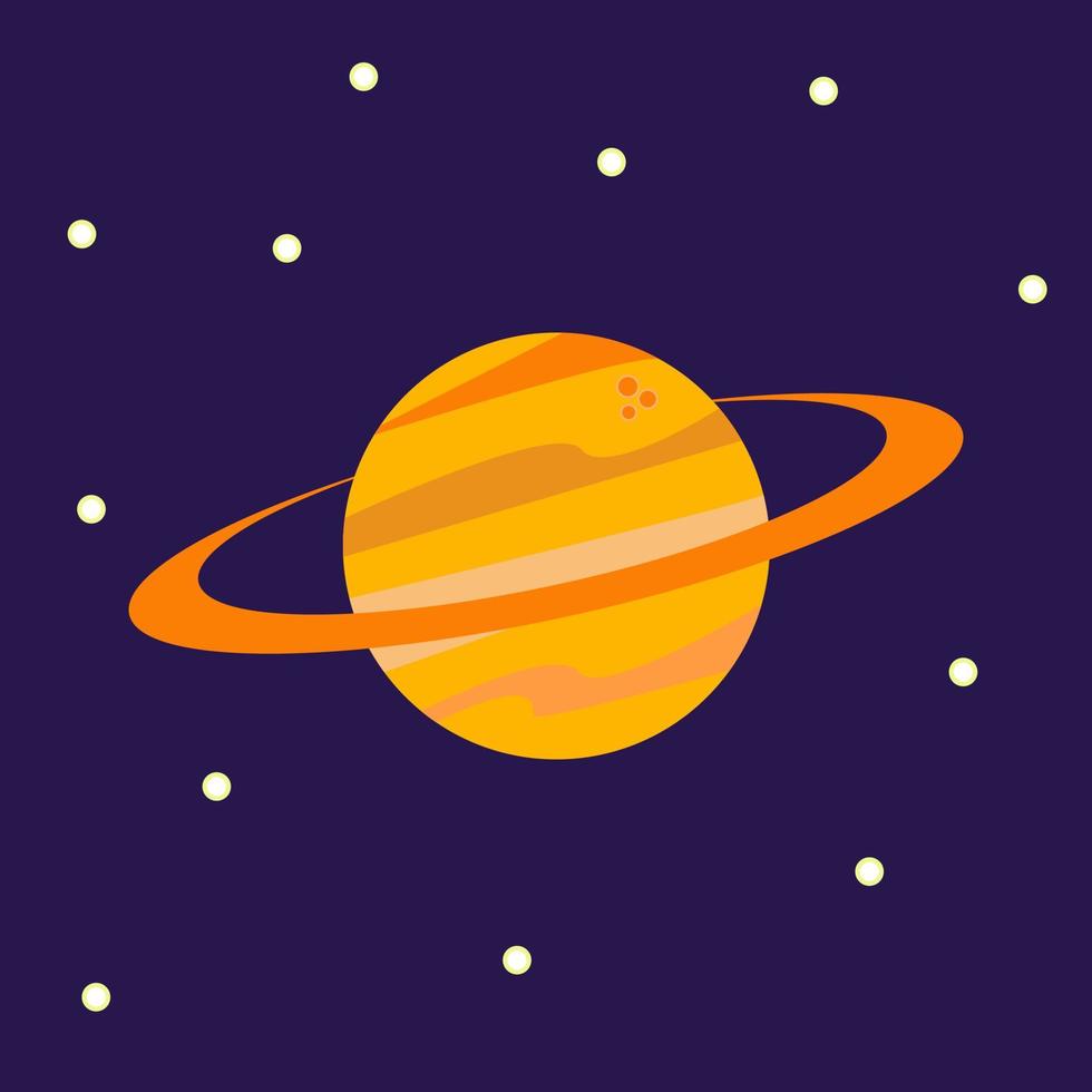 Saturn, illustration, vector on white background.