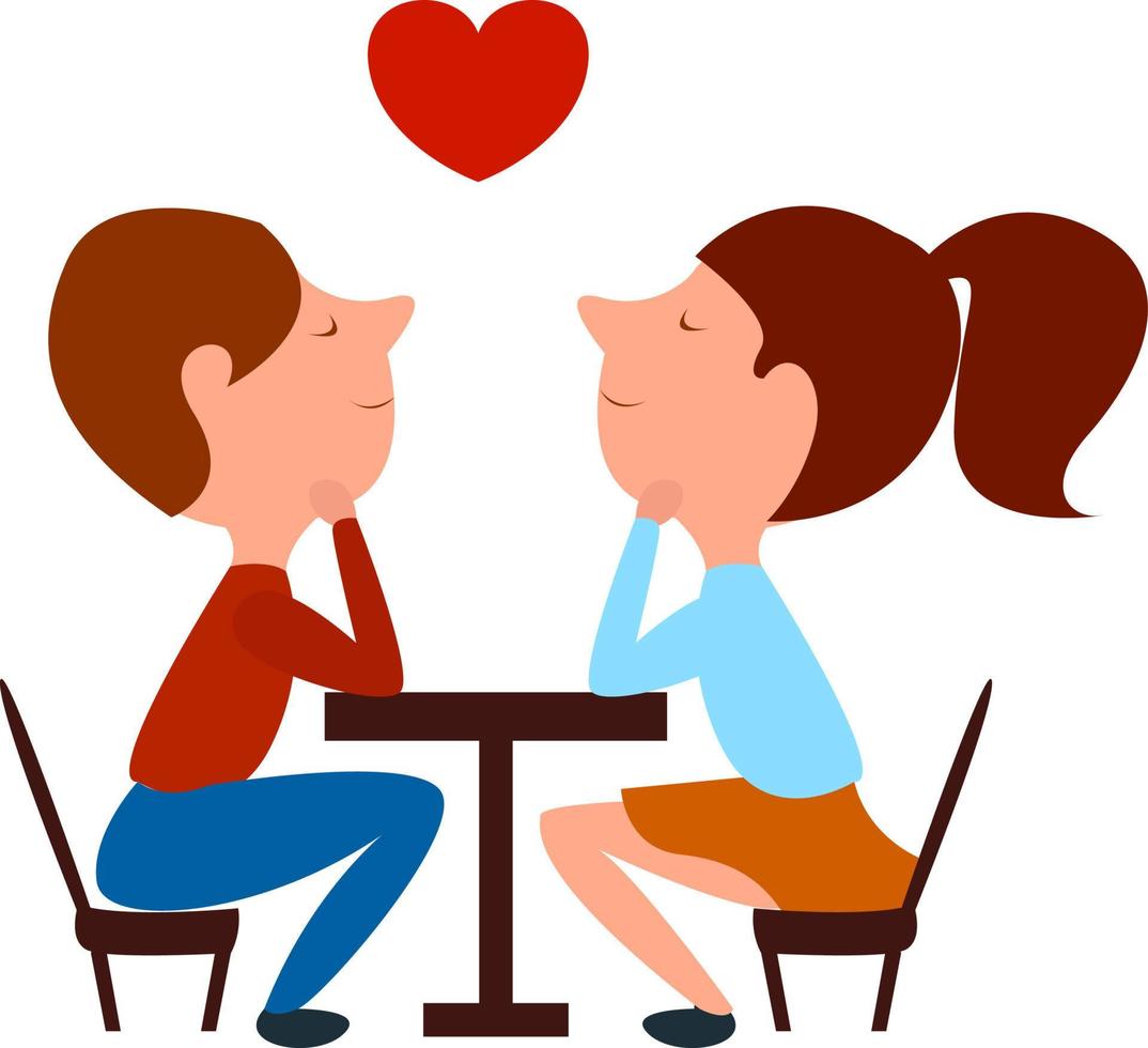 Lovers on a date, illustration, vector on white background.