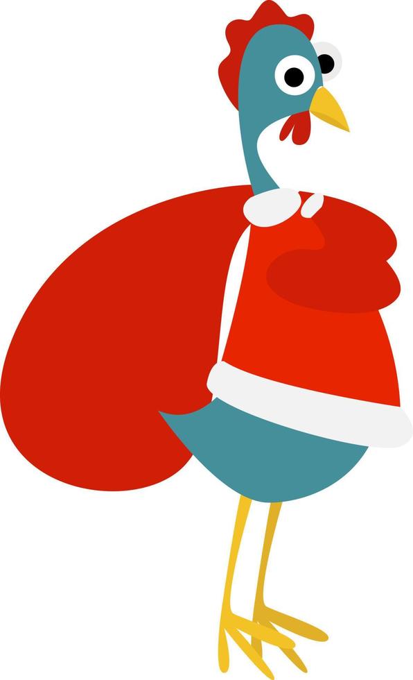 Santa with present, illustration, vector on white background.