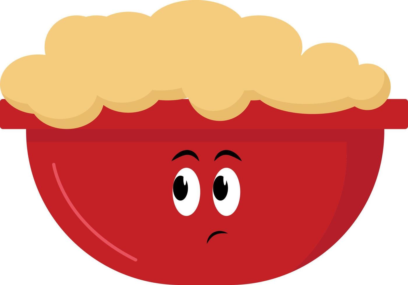 comida en olla roja, ilustración, vector sobre fondo blanco.