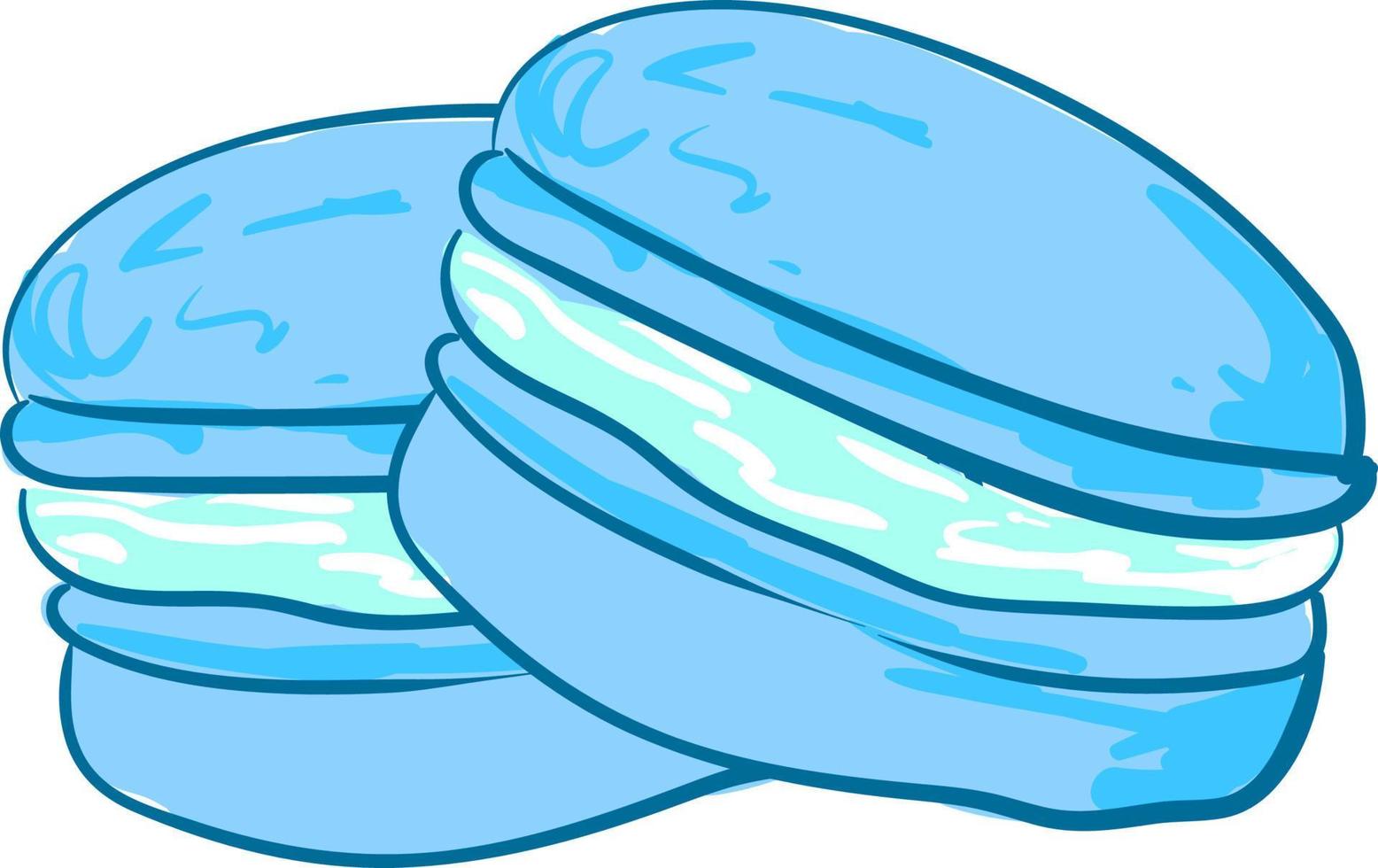 Delicious blue macaron, illustration, vector on white background.