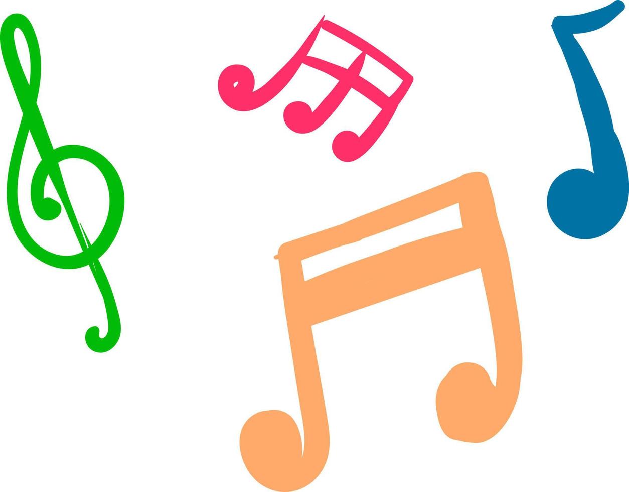 Music notes, illustration, vector on white background.