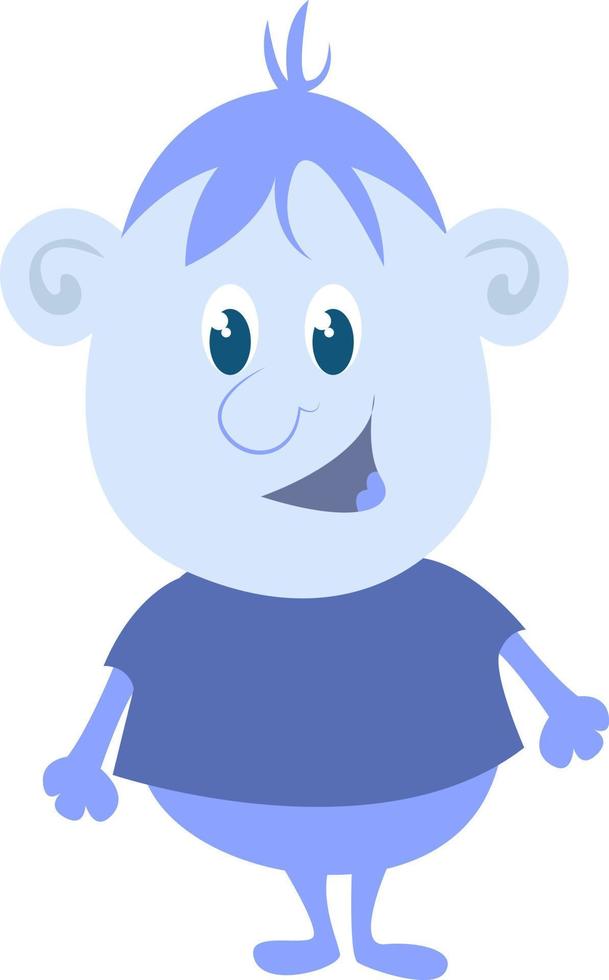 Blue boy, illustration, vector on white background.