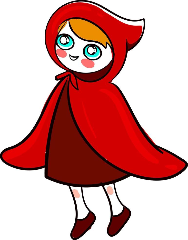 Cute little red riding hood, illustration, vector on white background