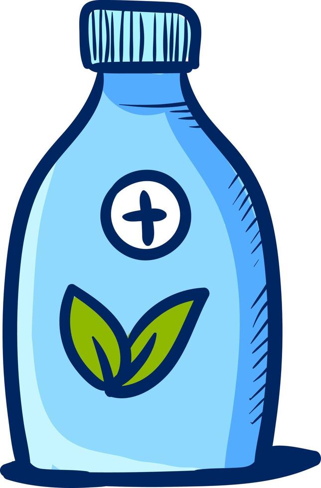 Botella de remedio a base de hierbas, ilustración, vector sobre fondo blanco.