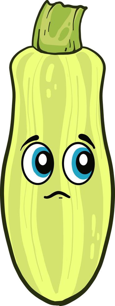 Sad zucchini , illustration, vector on white background