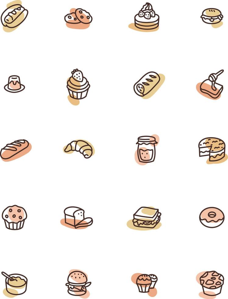 Baked food, illustration, vector on a white background.