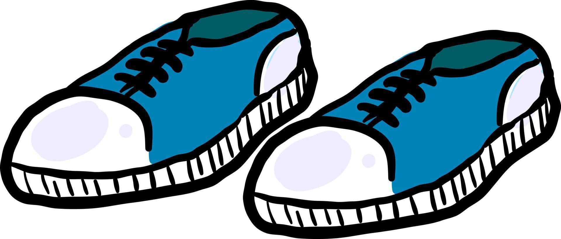 Blue sneakers, illustration, vector on white background.