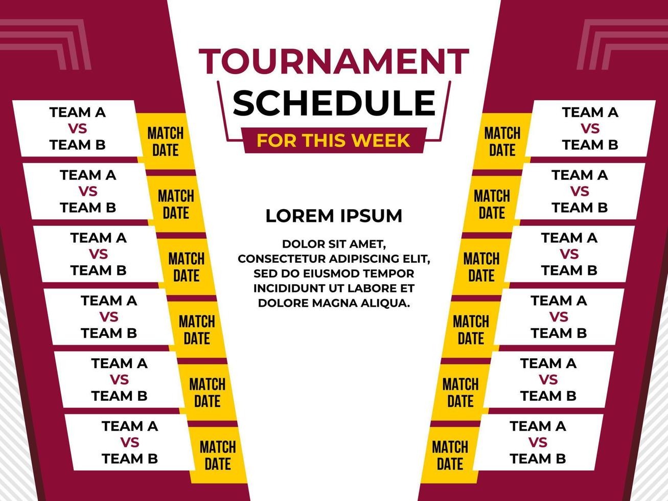 Tournament schedule for match template vector