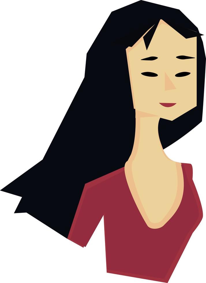 Lady with black hair, illustration, vector on white background