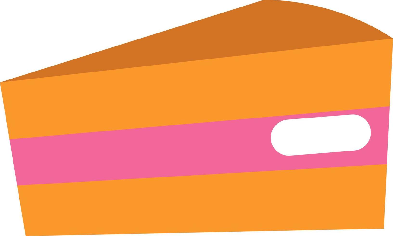Slice of pink cake, illustration, vector on a white background.
