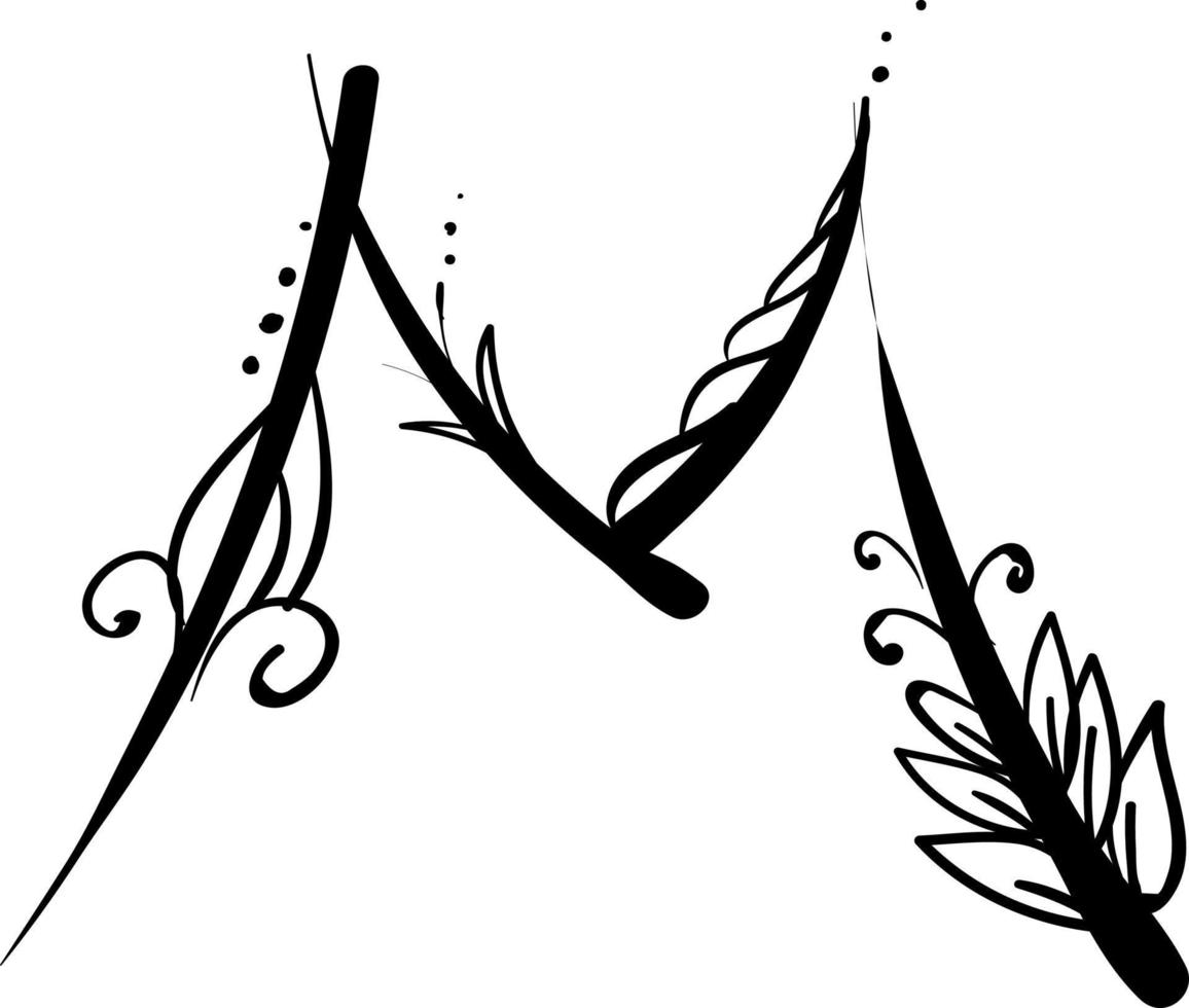 Letter M, illustration, vector on white background.