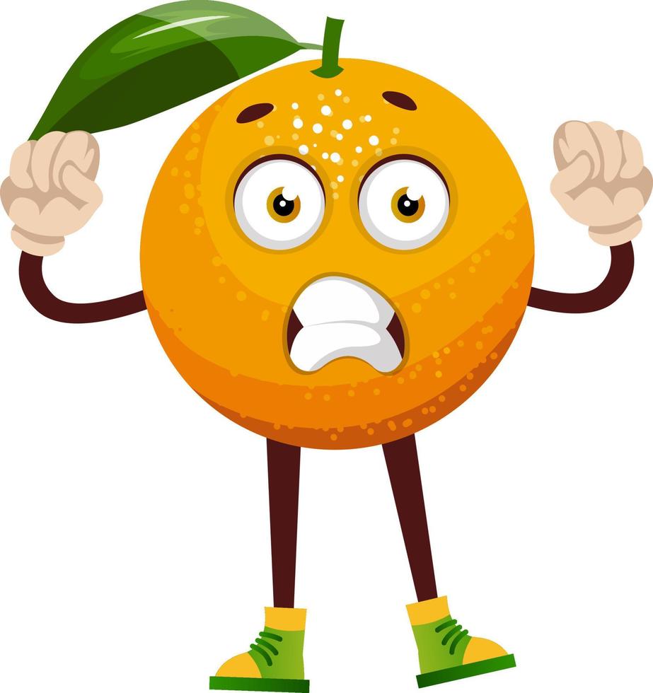 Upset orange, illustration, vector on white background.