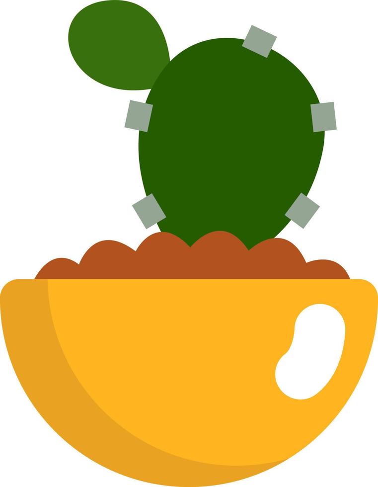 Epiphyllum in yellow pot, illustration, vector on a white background.