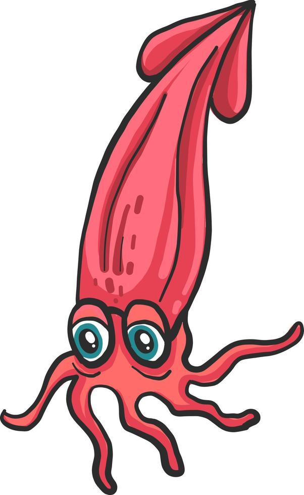 Sad squid, illustration, vector on white background
