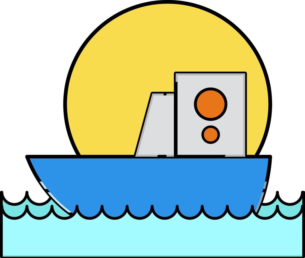Cute ship, illustration, vector on white background