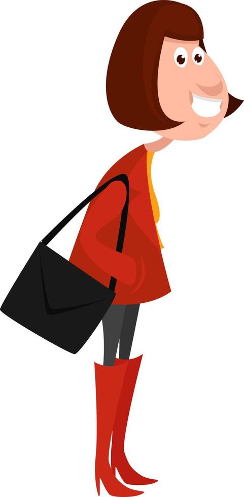 Lady with a bag, illustration, vector on white background