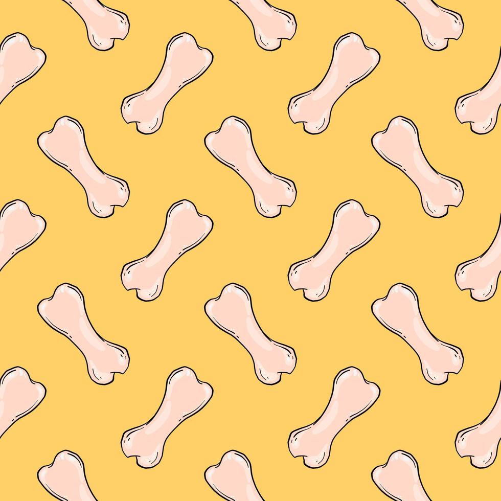 Little bones,seamless pattern on yellow background. vector