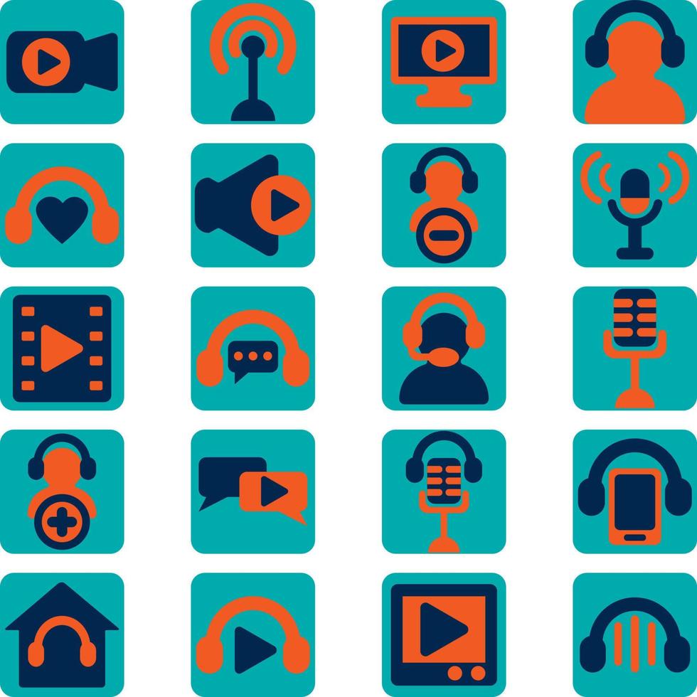 Podcast set, illustration, vector, on a white background. vector