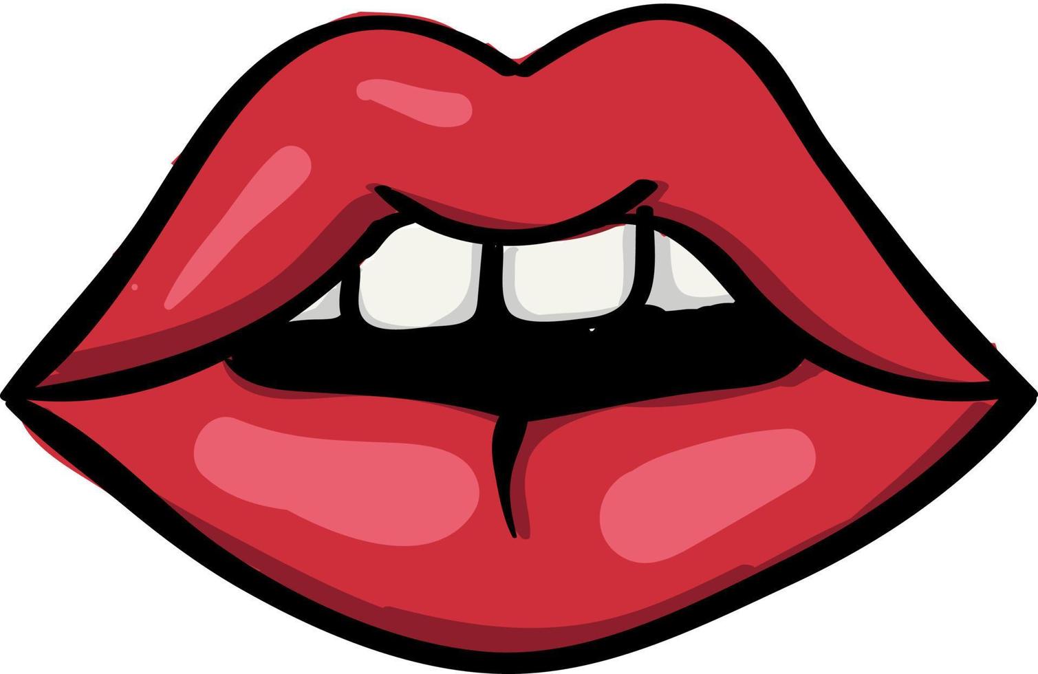 Red lips, illustration, vector on white background.