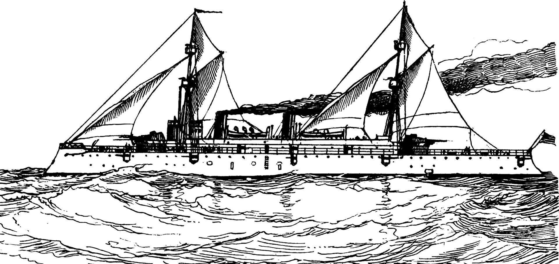 Ship, vintage illustration vector