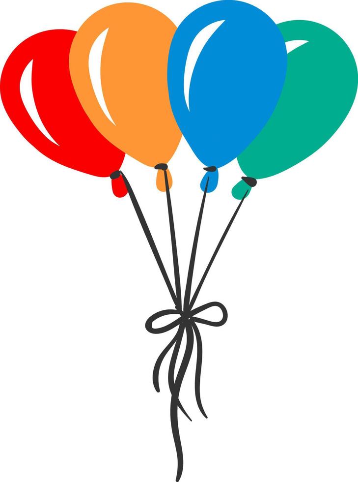 un montón de globos de colores, ilustración, vector sobre fondo blanco.