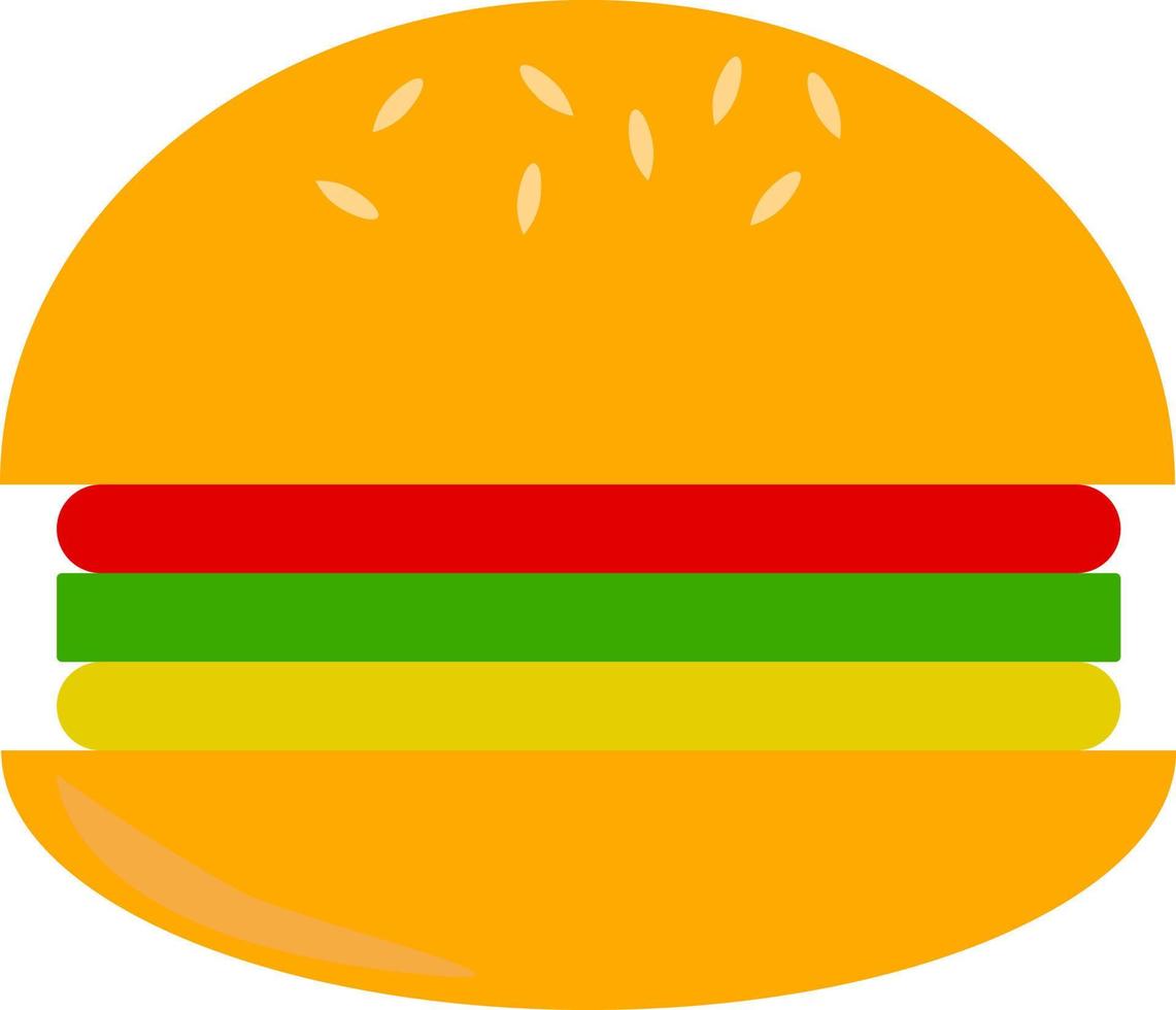 Burger, illustration, vector on white background.