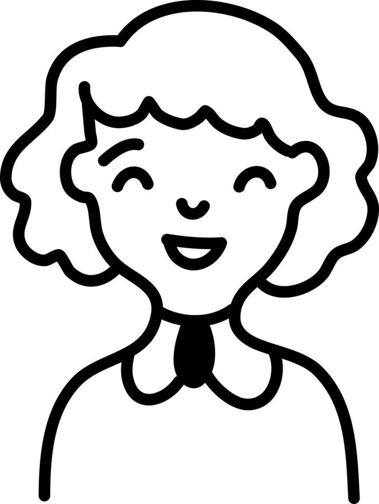 Happy woman with curly short hair, illustration, vector on a white background