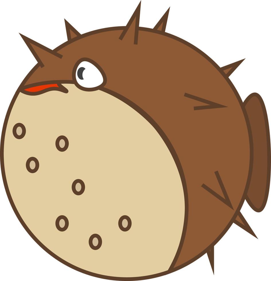 Fat pufferfish, vector or color illustration.