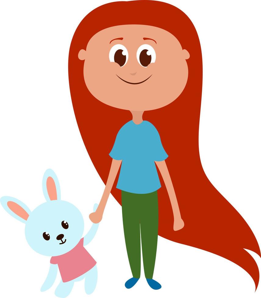 Toy rabbit, illustration, vector on white background.