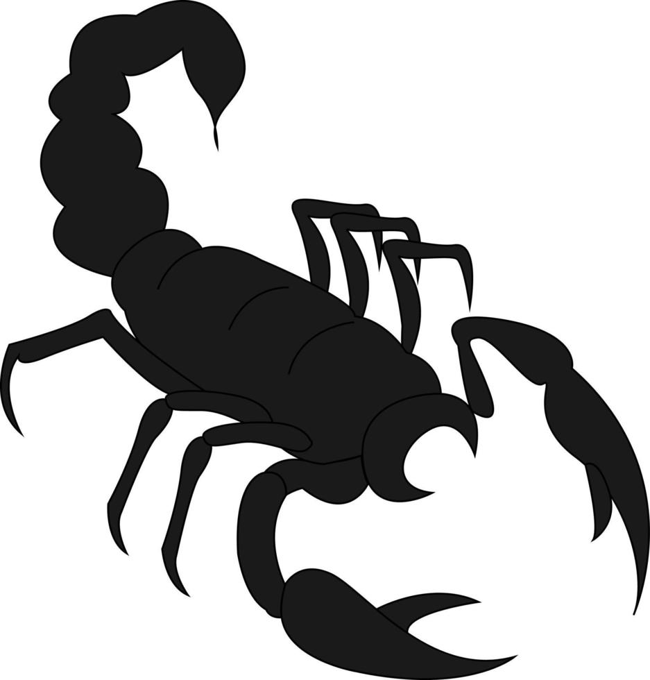 Black scorpion, illustration, vector on white background.