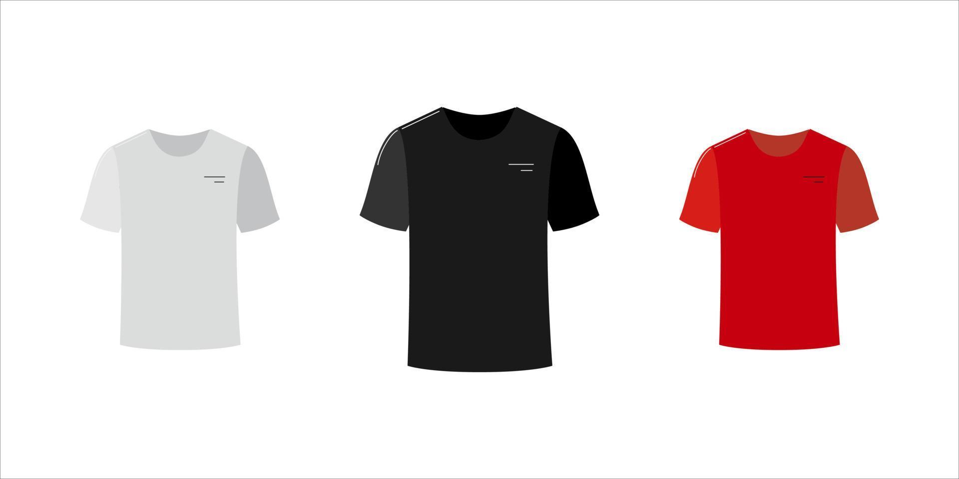 camiseta, camisetas simples azules, rojas y negras sobre fondo blanco vector gratis