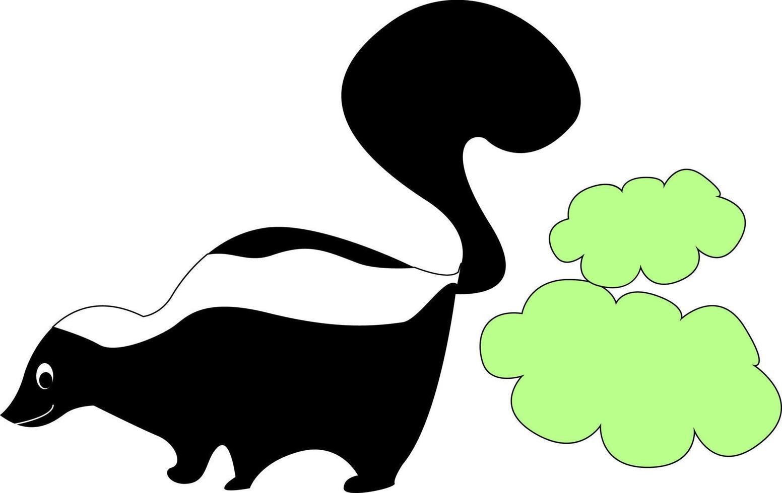 Skunk with poison, illustration, vector on white background.