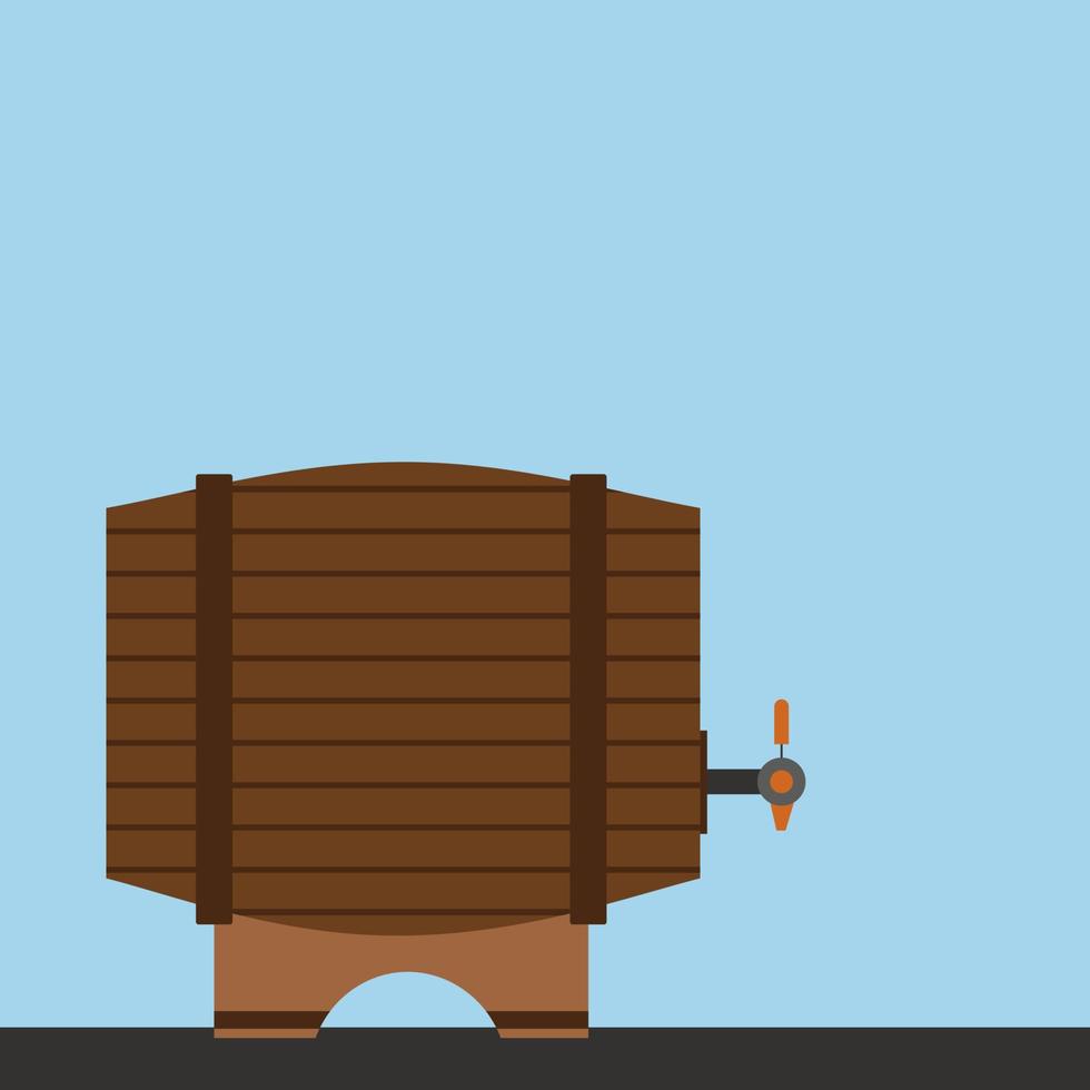 Wooden barrel, illustration, vector on white background.