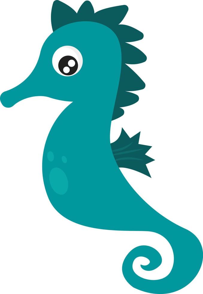 Cute little sea horse, illustration, vector on white background.