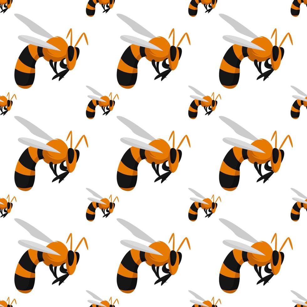 Bees pattern, illustration, vector on white background