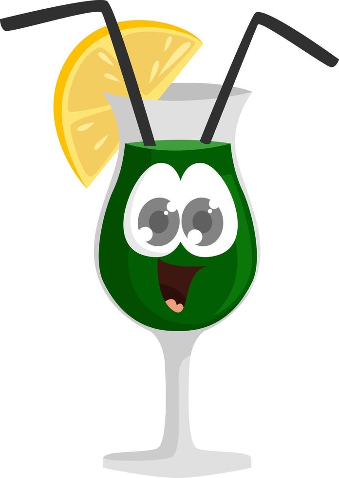 Green coctail, illustration, vector on white background.