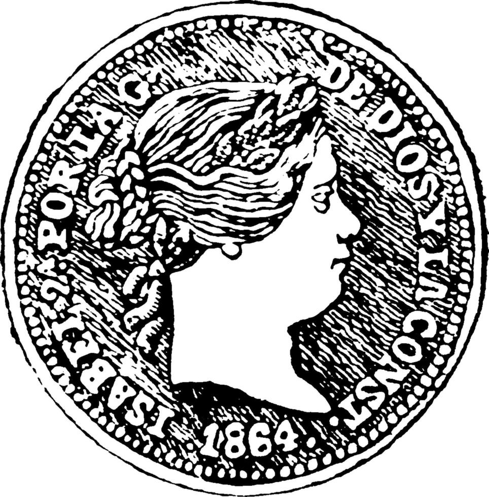 Real Coin, vintage illustration. vector