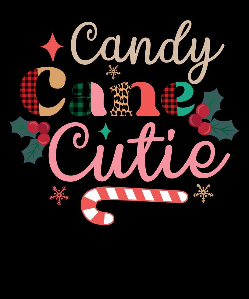 Candy Cane Cutie Retro Christmas Shirt Gift For Her Christmas T shirt Design vector